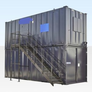 Steel Staircase with Landing and Handrails – Black Paint Finish