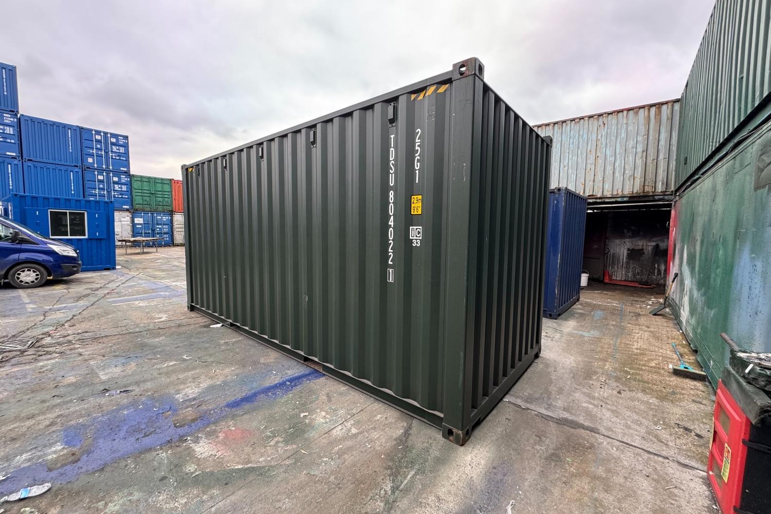 20 ft Shipping Container – Dark Green – Corten Steel, CSC Plated, 28mm Marine Ply Floor - Image 3