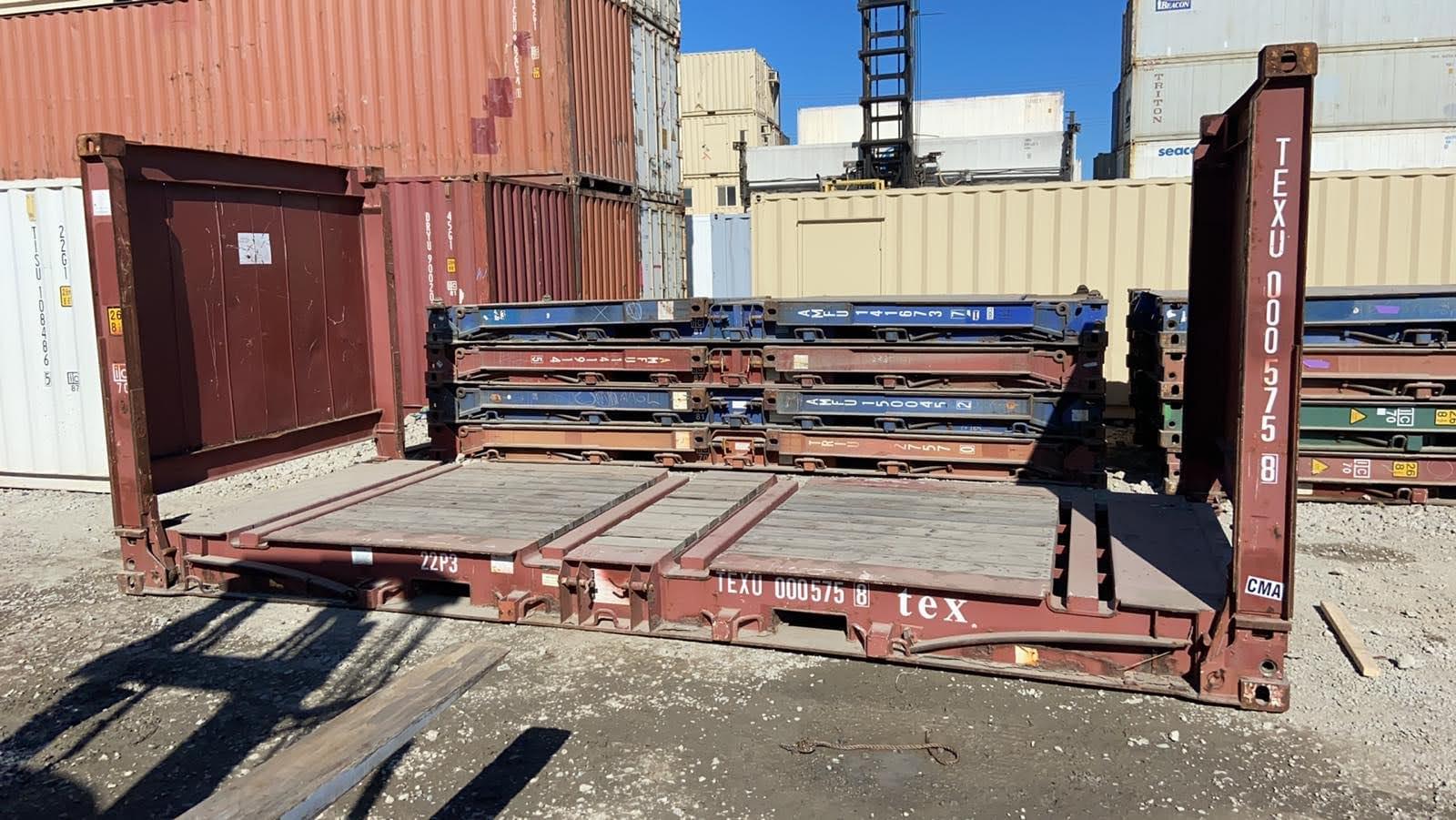 20 ft Flat Rack Container – Collapsible Ends, Lashing Rings, CSC Plated - Image 3