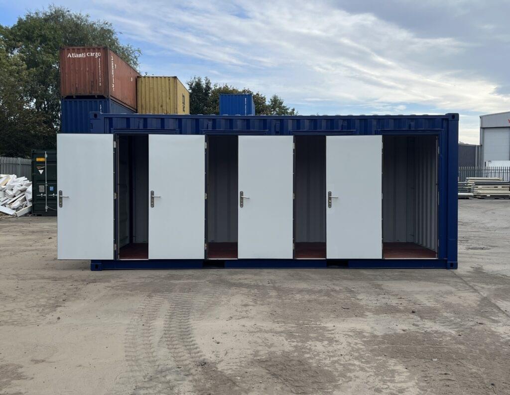 20ft Shipping Container with Four Hinged Steel Doors and Movable Partitions – Blue - Image 8