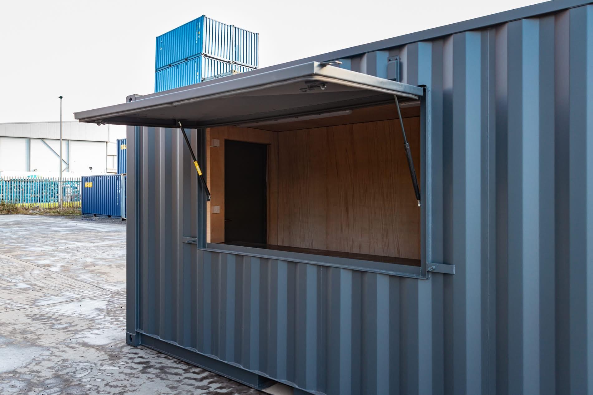 20ft Custom Container Kiosk with Serving Hatch and Electrical Fit-Out