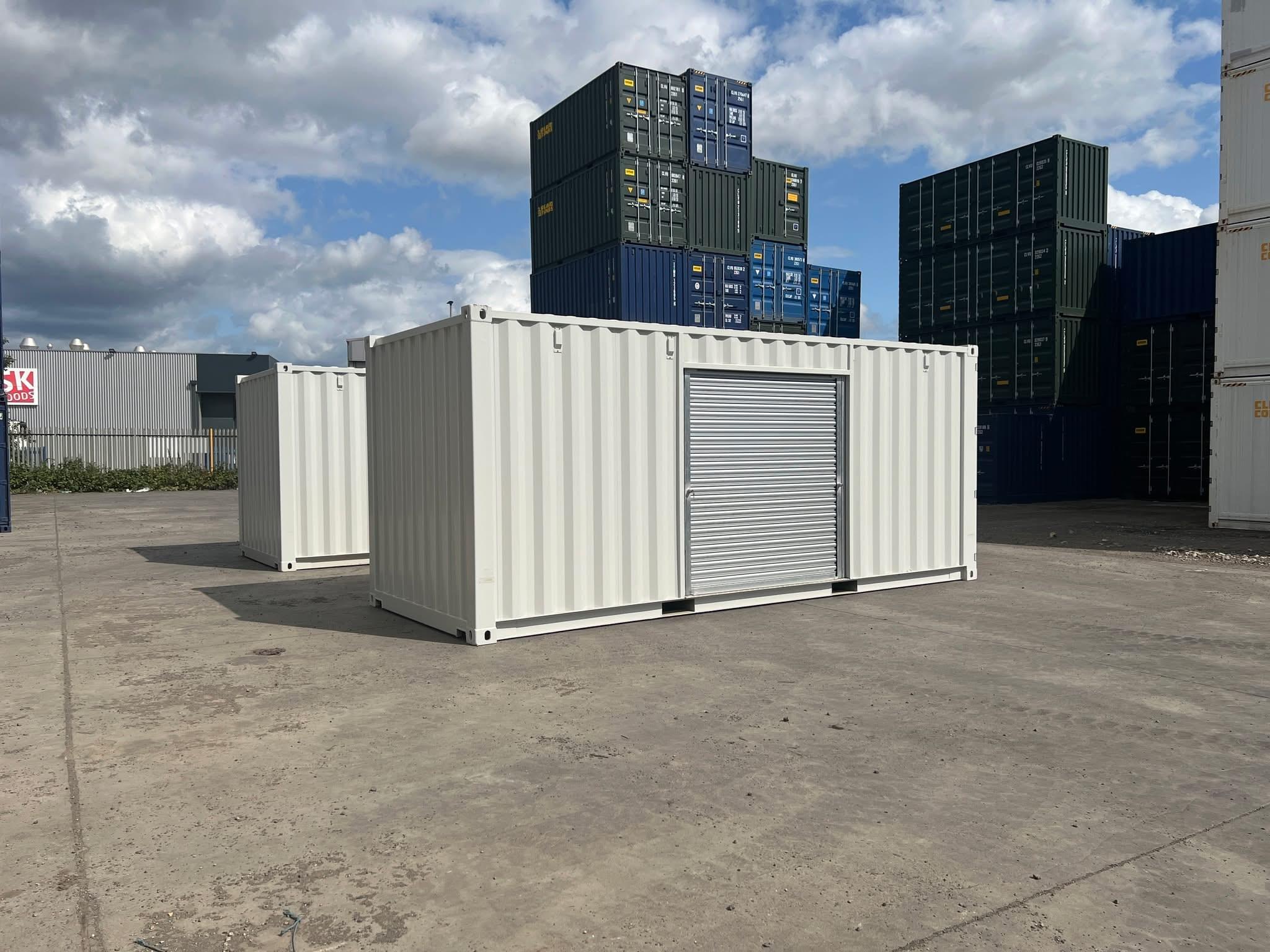 20ft One Trip Shipping Container with Roller Shutter Door – RAL 7035 Light Grey
