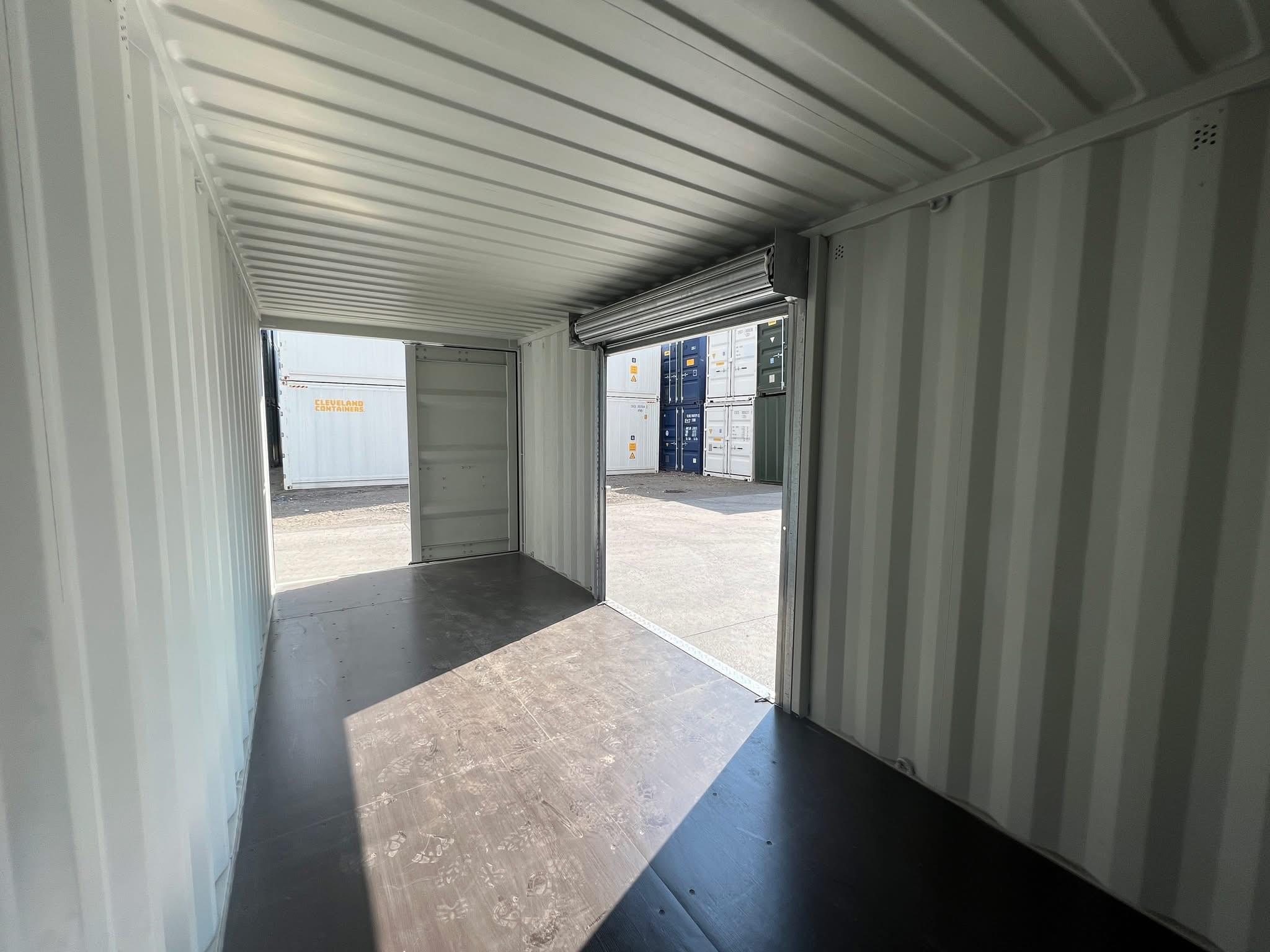 20ft One Trip Shipping Container with Roller Shutter Door – RAL 7035 Light Grey - Image 3