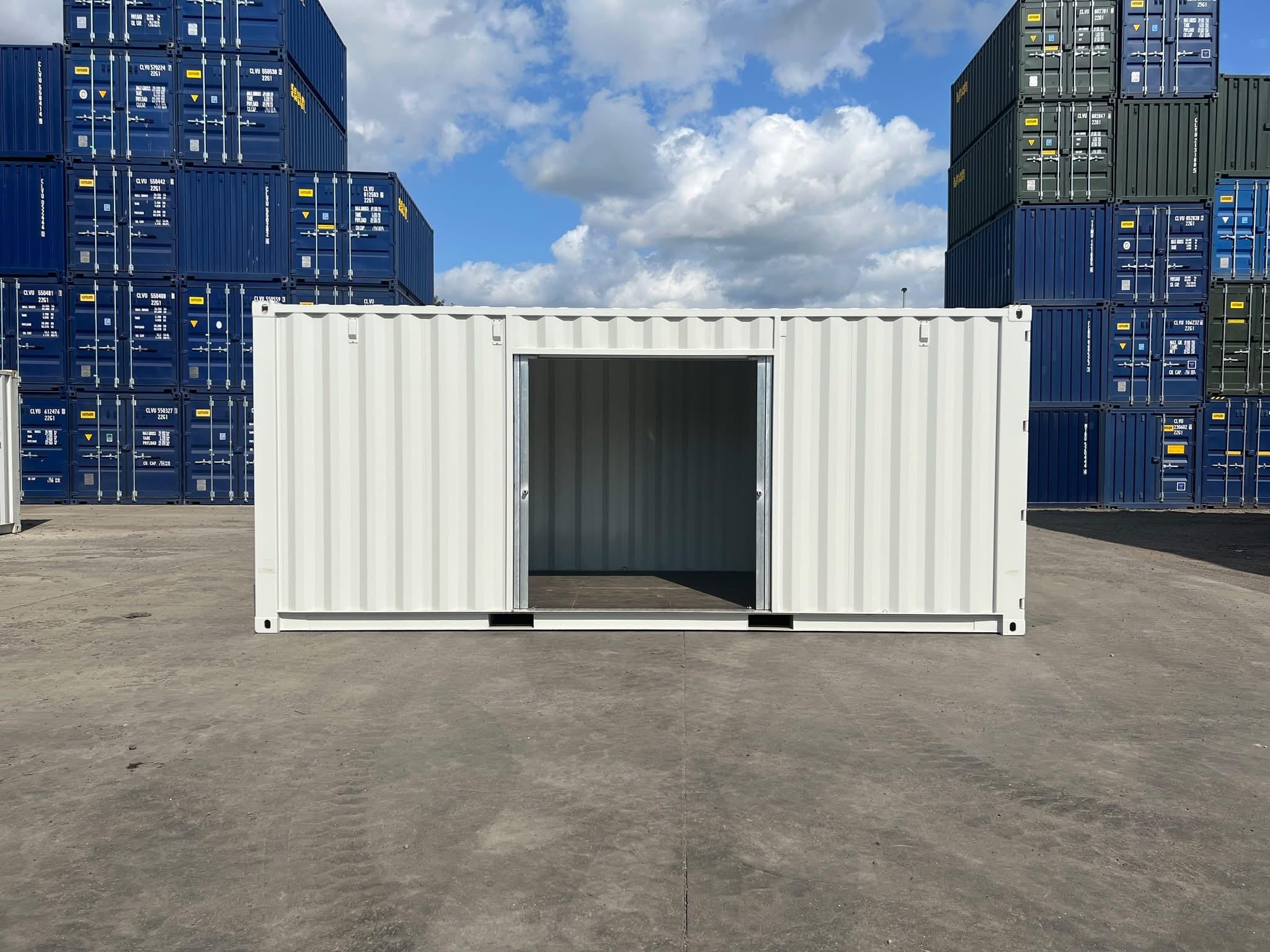 20ft One Trip Shipping Container with Roller Shutter Door – RAL 7035 Light Grey - Image 4